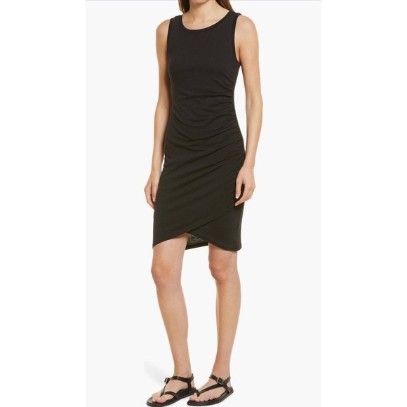 Treasure & Bond Dresses & Skirts - TREASURE & BOND NEW NWT Black Sleeveless Ruched Side Dress Large Lined Front